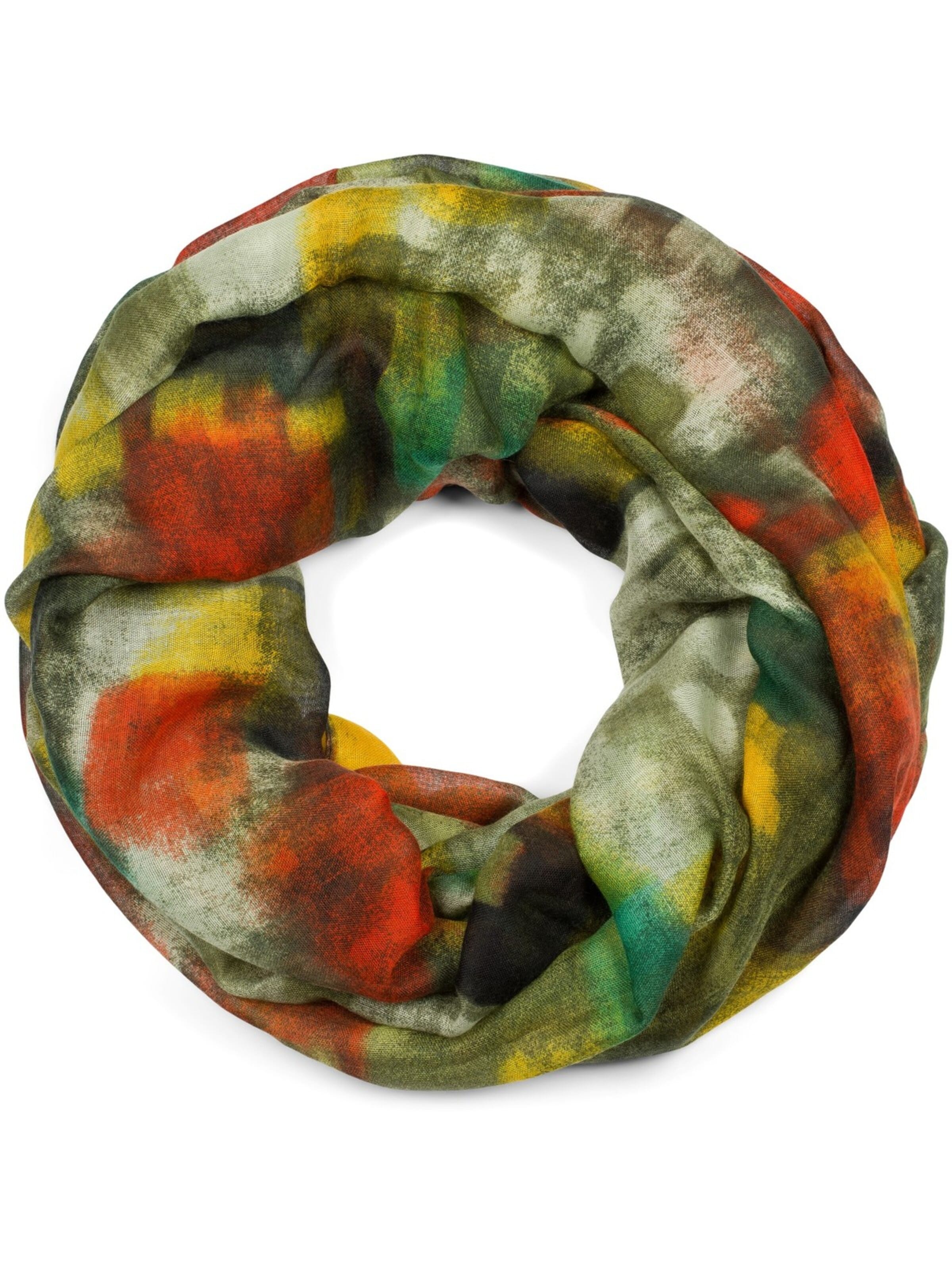 styleBREAKER Loop scarf 'Loop Schal mit buntem Pinselstrich Muster' in Green: front