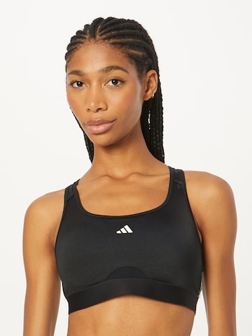 ADIDAS PERFORMANCE Bralette Sports bra 'Powerreact Medium-Support' in Black: front