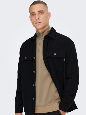 Only & Sons Regular fit Button Up Shirt 'Scott' in Black