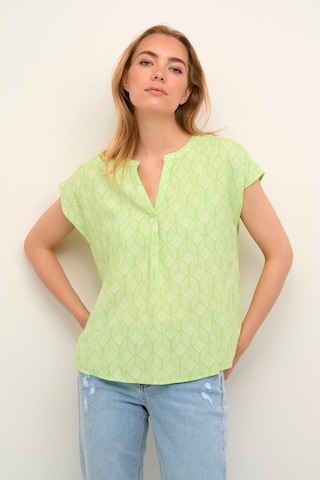 Cream Blouse 'Tiah' in Groen: voorkant