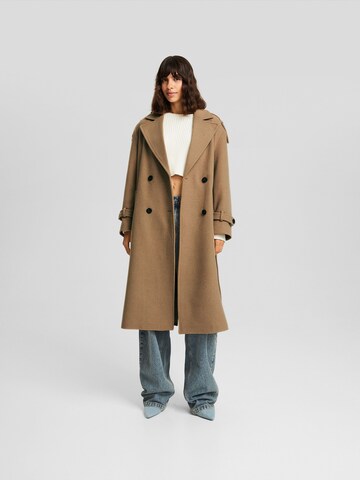 Bershka Between-Seasons Coat in Brown