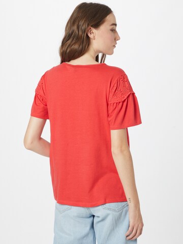 NEW LOOK - Blusa 'BRODERIE YOKE' em vermelho