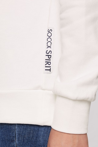 Soccx Sweatshirt mit hohem Kragen und Logo Print in Weiß