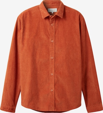 TOM TAILOR DENIM Button Up Shirt in Brown: front