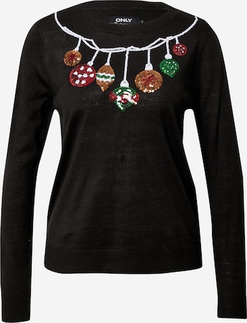 ONLY Sweater 'XMAS' in Black: front