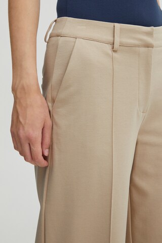 ICHI Wide leg Pleated Pants 'KATE' in Brown
