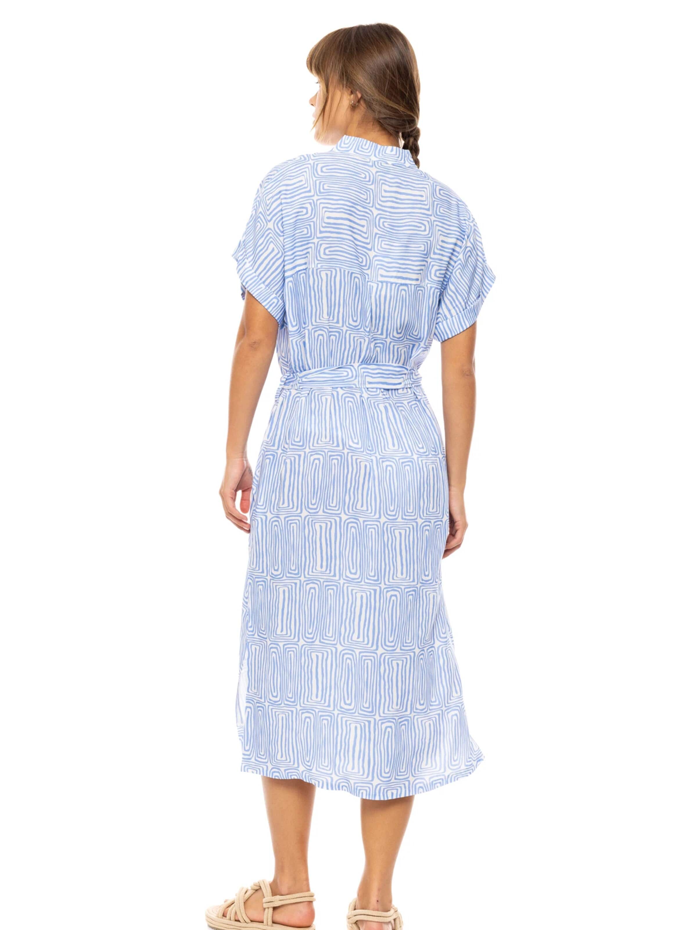 Pink Label Sommerkleid 'BEACHWEAR MIDI ICE BLUE GEO'‌‌‌‌‌‌‌‌ in Blau