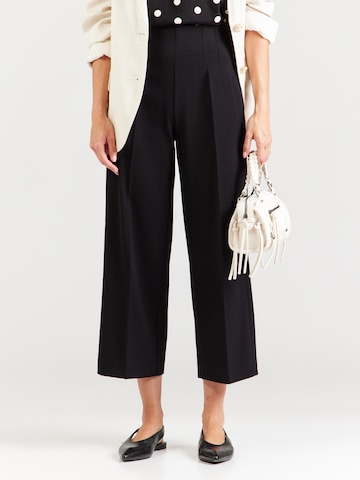 Lindex Wide leg Παντελόνι με τσάκιση 'Lykke' σε μαύρο: μπροστά