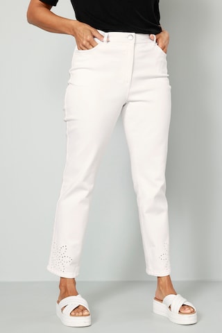 MIAMODA Slim fit Pants in White: front