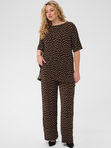 KAFFE CURVE Wide leg Broek 'KCMyra' in Bruin