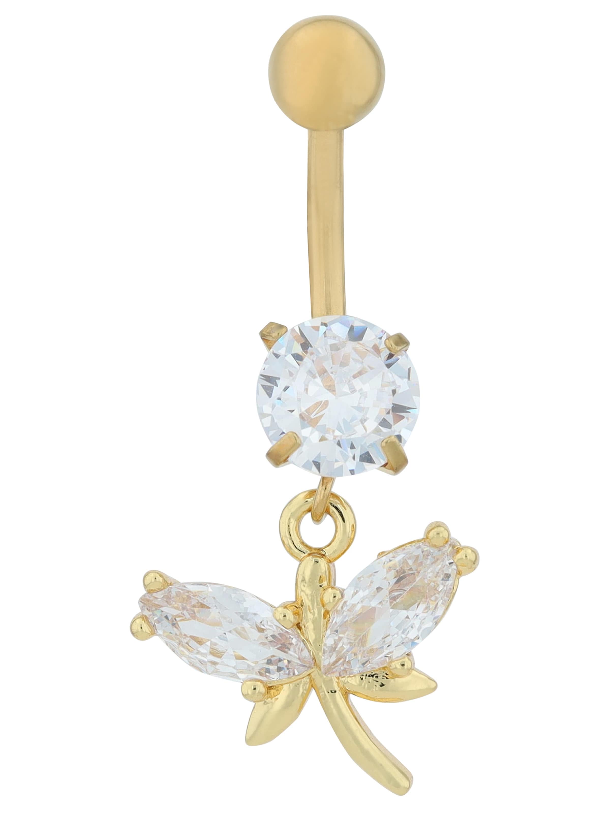 Akzent Piercingschmuck 'Zirkonia'‌‌ in Gold: Vorderseite