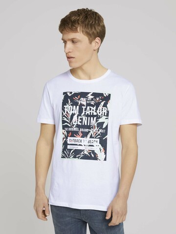 T-Shirt TOM TAILOR DENIM en blanc : devant