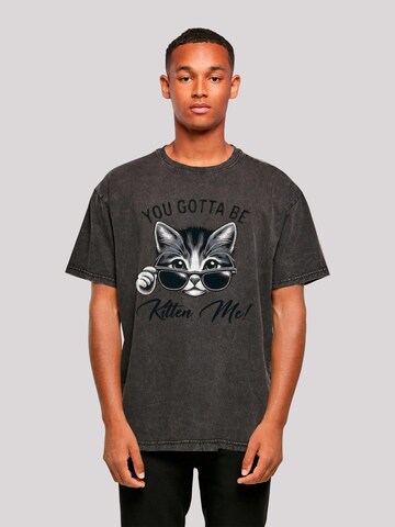 T-Shirt 'Kätzchen You Gotta Be Kitten Me!' F4NT4STIC en noir : devant