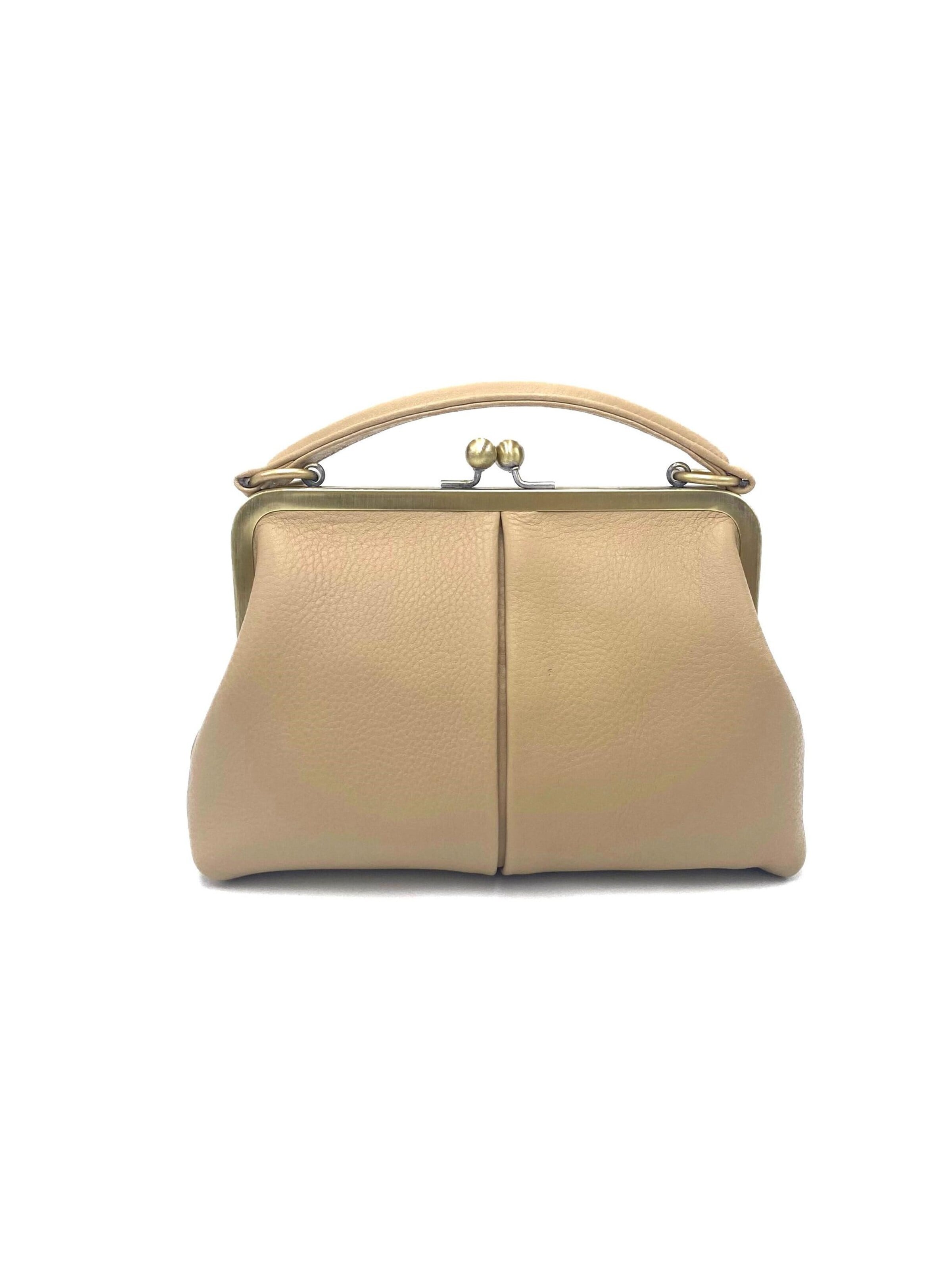 Taschenkinder Handbag 'Kleine Olive – Leder Handtasche & Umhängetasche' in Beige: front