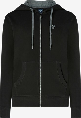 North Sails Zip-Up Hoodie in Black: front