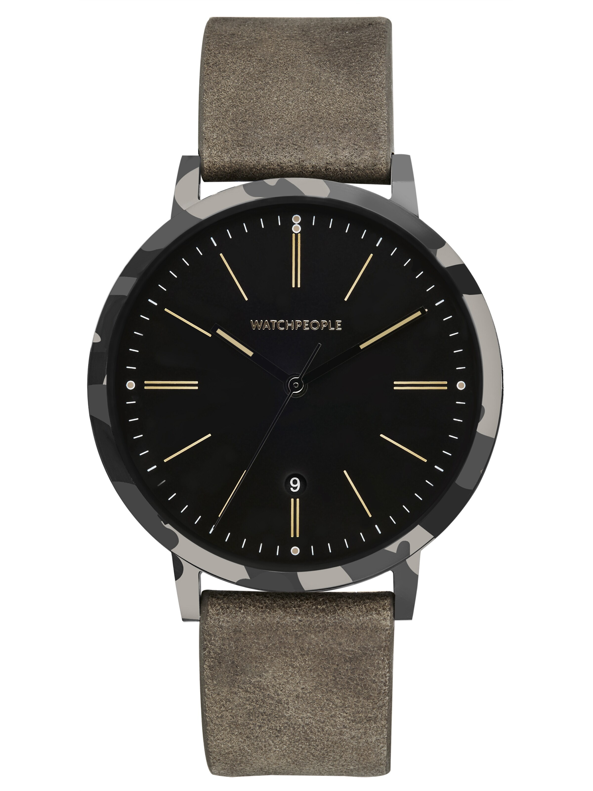 WALTER GROPIUS Analog Watch 'HIDDEN CAMOUFLAGE' in Black: front