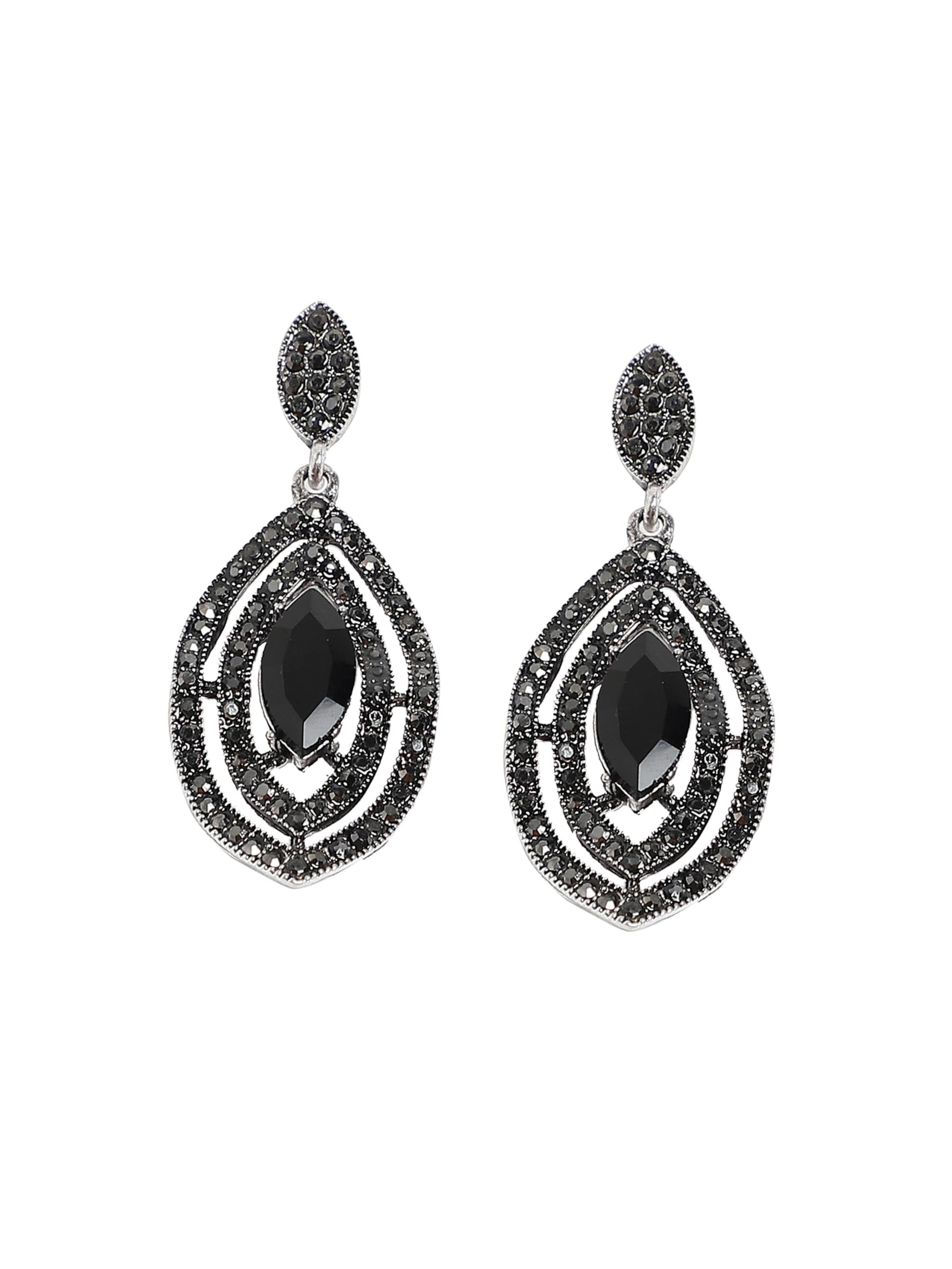 SOHI Oorbellen ' Jarina ' in Zwart: voorkant