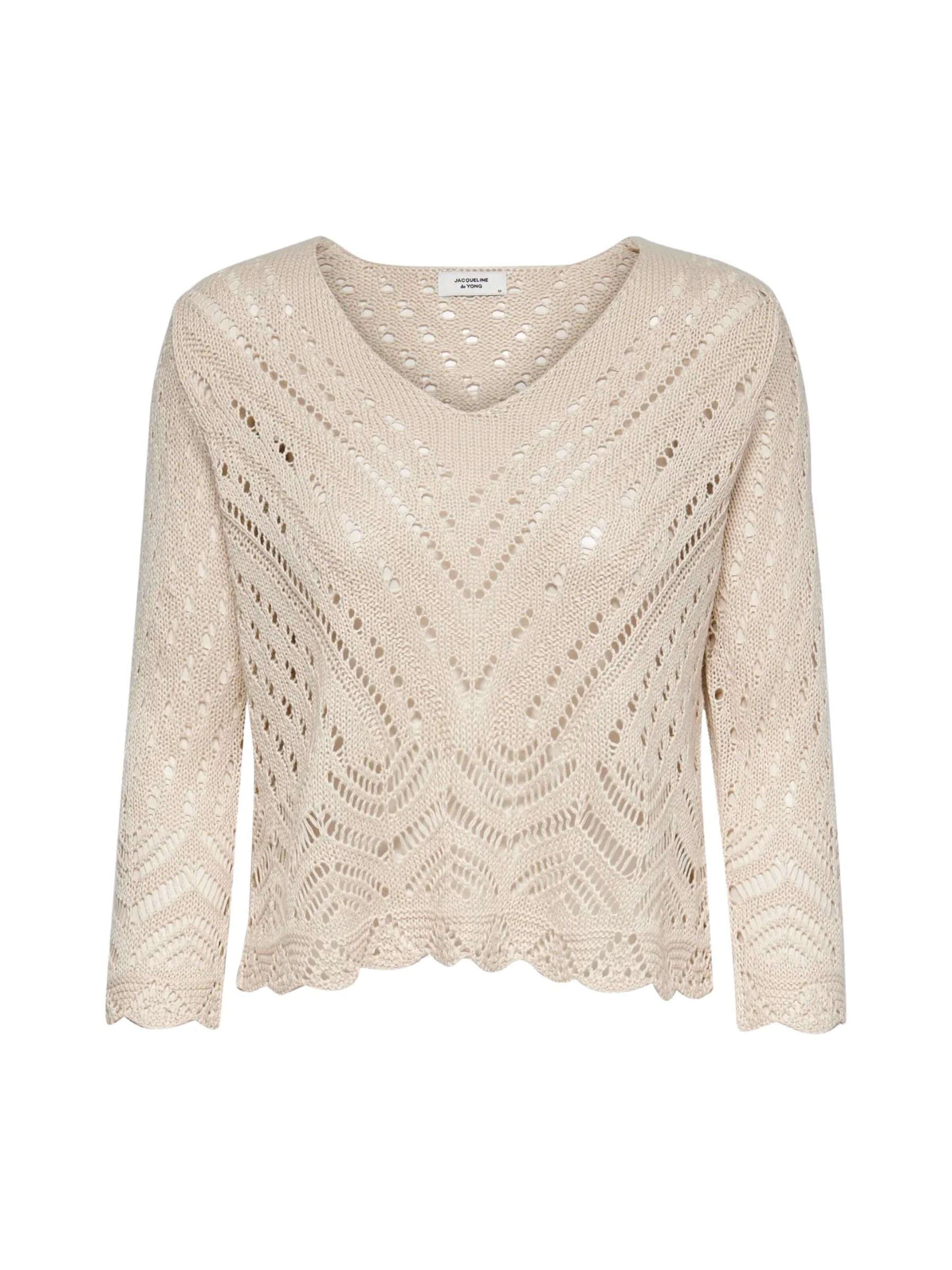 JDY Tröja 'JDY JDYNEW SUN 3/4 CROPPED PULLOVER KNT NOOS MAGLIONCINO' i beige: framsida