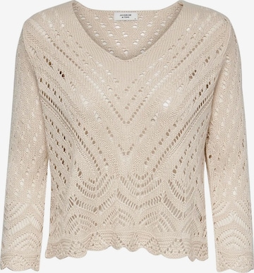 JDY Tröja 'JDY JDYNEW SUN 3/4 CROPPED PULLOVER KNT NOOS MAGLIONCINO' i beige: framsida