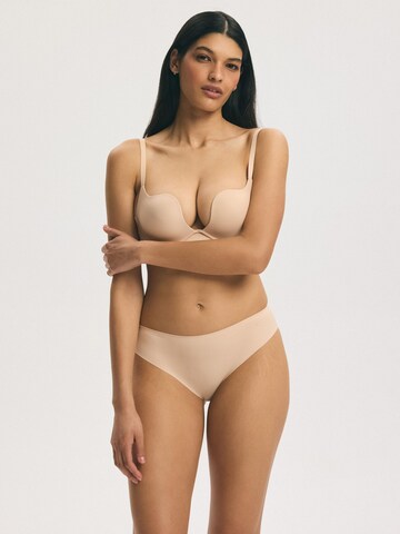 ESOTIQ - Push-up Sujetador 'Push-up-BH Claudia, Plunge-Dekolleté, herausnehmbare Polster' en beige