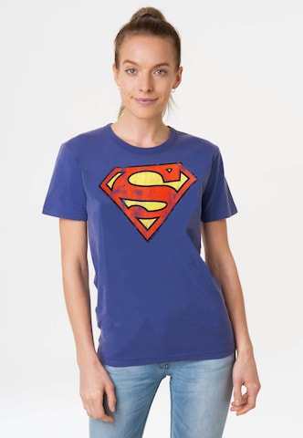 LOGOSHIRT Shirt 'DC Comics – Superman' in Blue: front