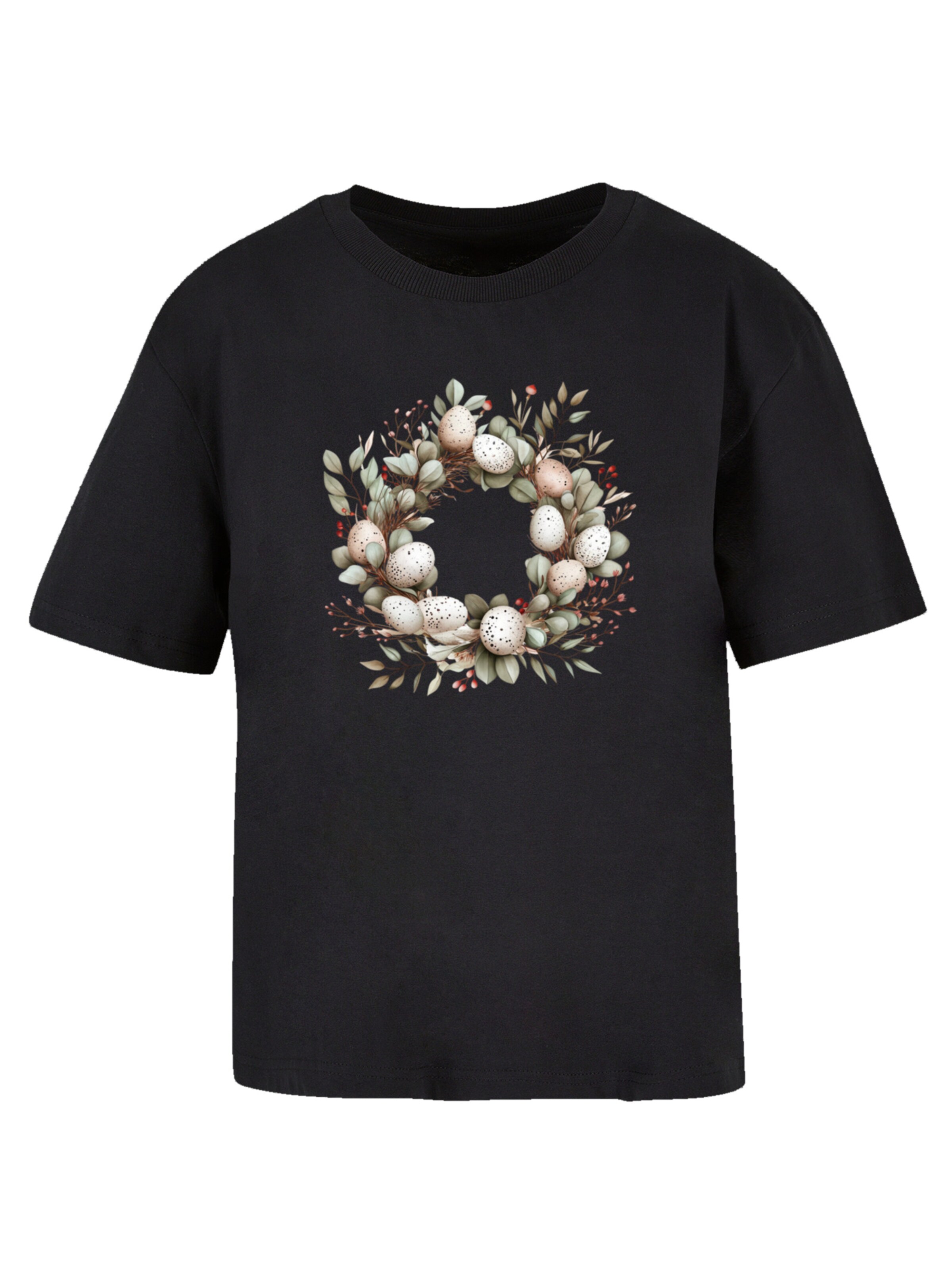 T-shirt 'Osterkranz Eierkranz Blumenring' F4NT4STIC en noir : devant