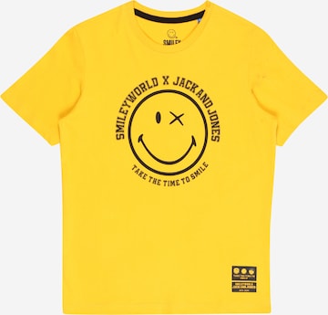 Maglietta 'JORSMILEY WORLD' di Jack & Jones Junior in giallo: frontale