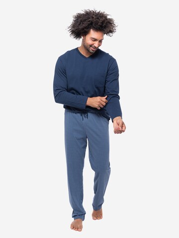 Ammann Long Pajamas 'Night & Home Cotton' in Blue
