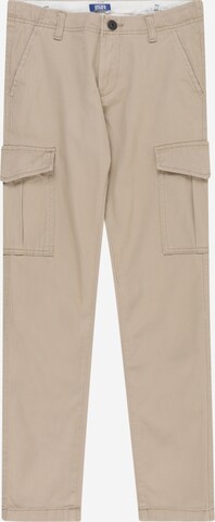 Coupe slim Pantalon 'Maro' Jack & Jones Junior en beige : devant