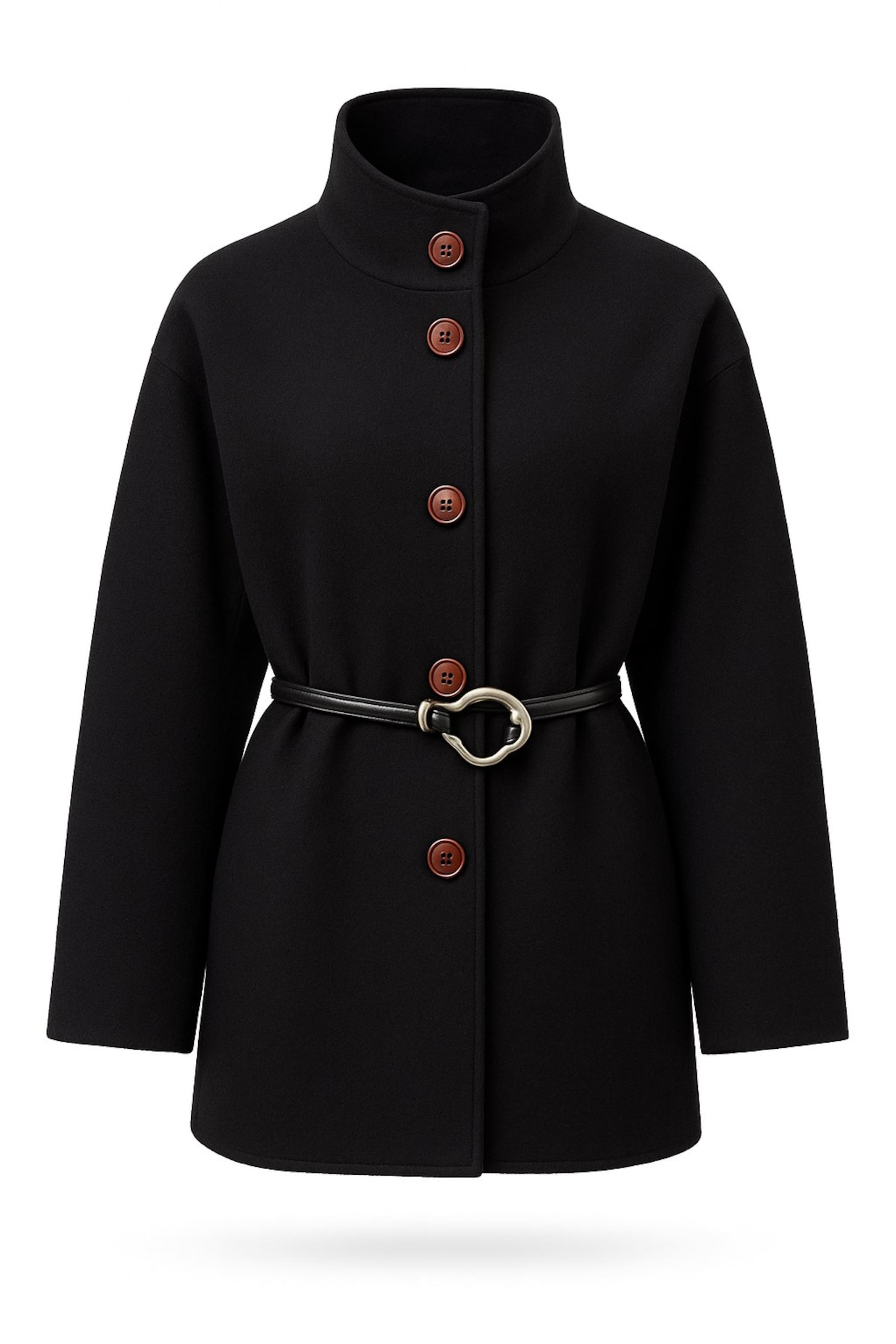 MANUKA Mantel in Schwarz: Vorderseite