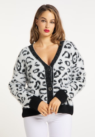 faina Knit Cardigan in White: front