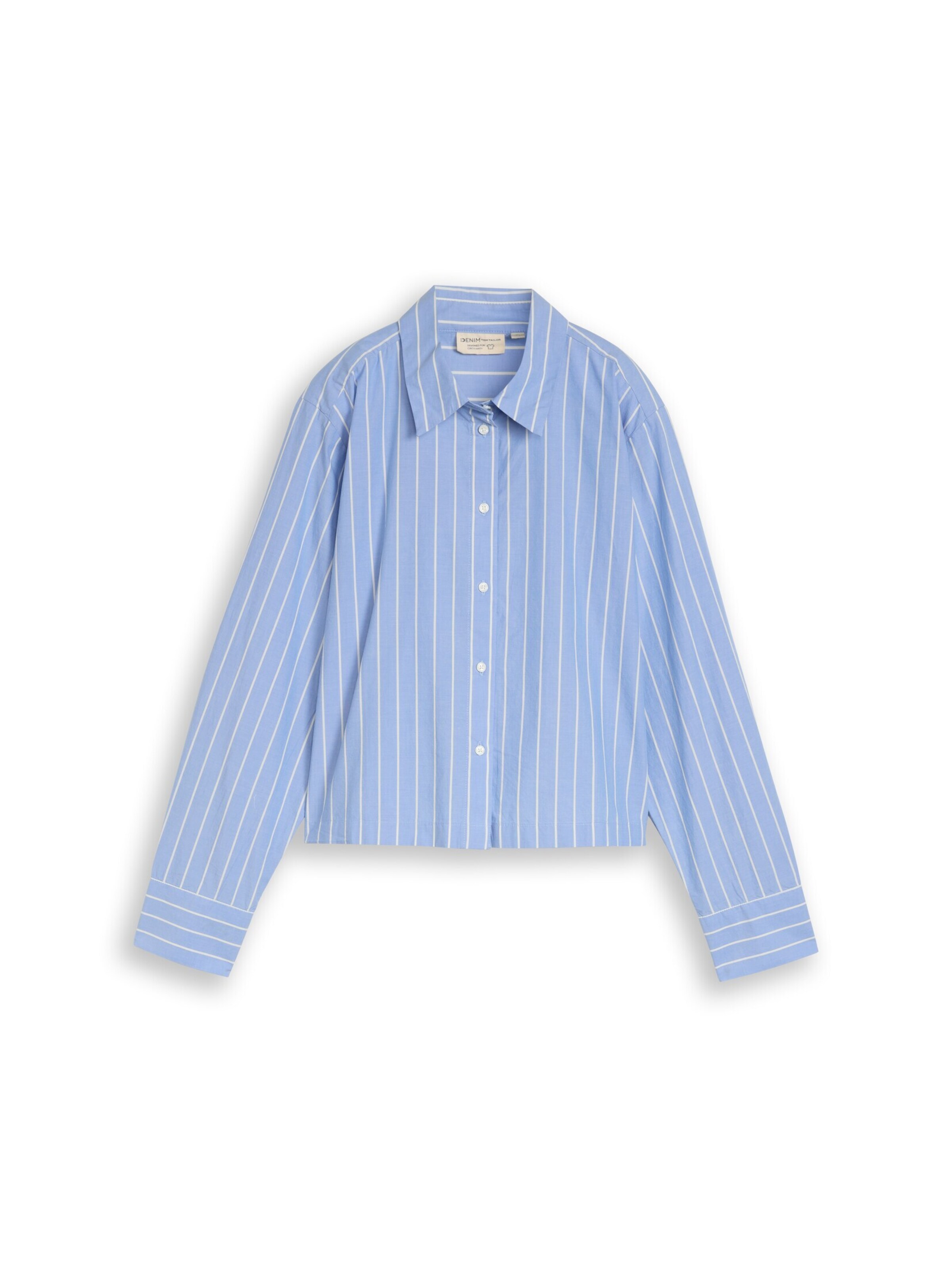 TOM TAILOR DENIM Blouse in de kleur Lichtblauw / Wit, Productweergave