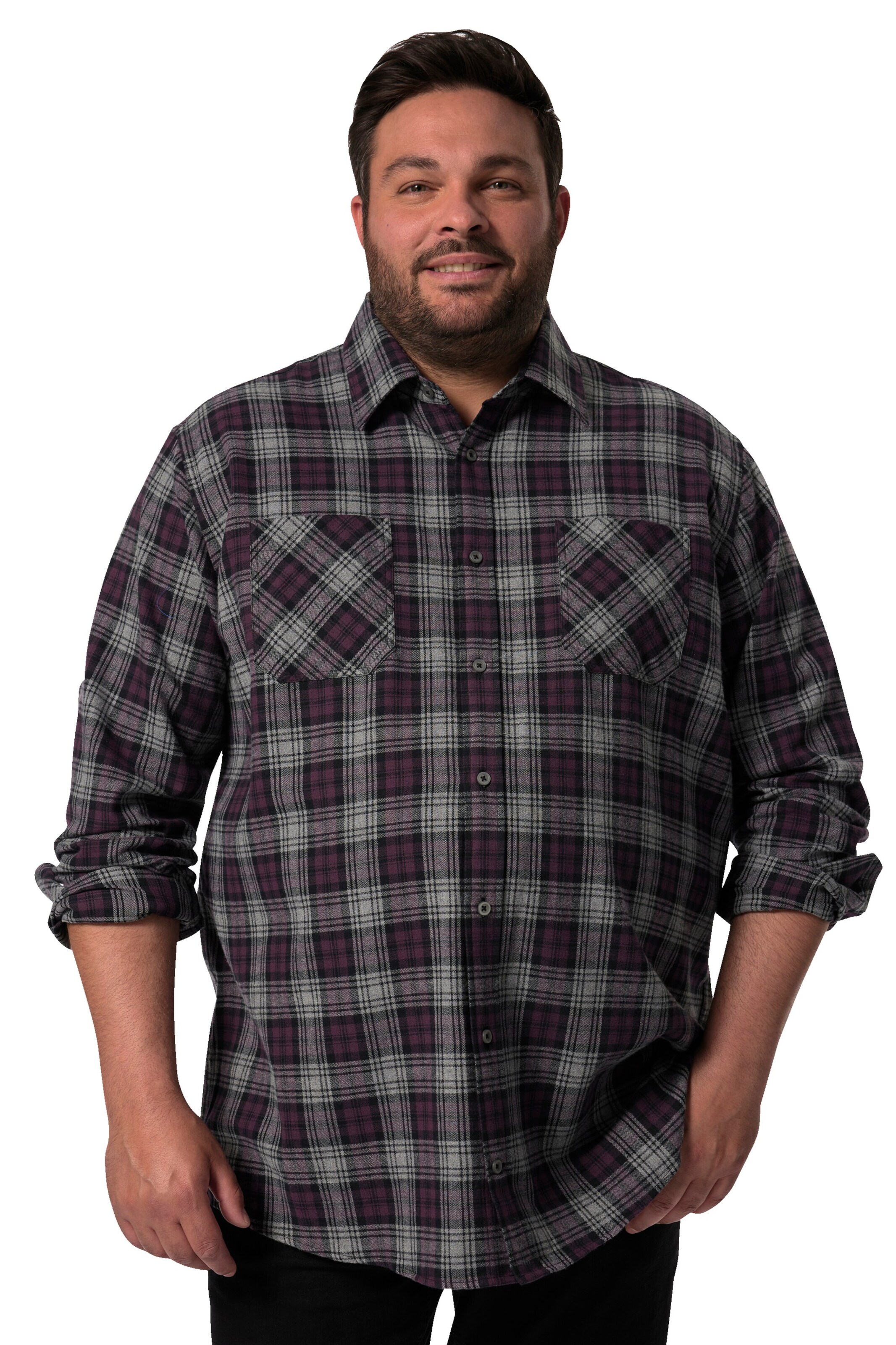 Men Plus Comfort fit Button Up Shirt in Purple: front