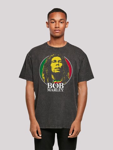F4NT4STIC Shirt 'Bob Marley Logo Badge Reggae Music' in Black: front