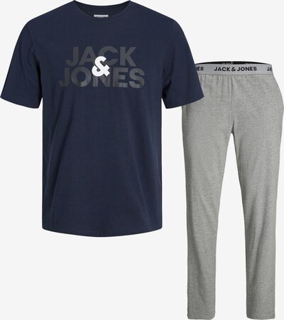 JACK & JONES Duga pidžama 'ULA' u mornarsko plava / siva melange / bijela, Pregled proizvoda