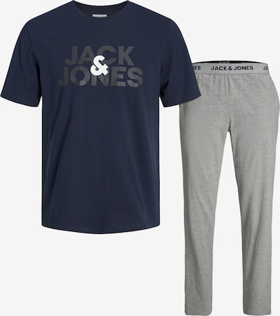 JACK & JONES Pyjama long 'ULA' en bleu marine / gris chiné / blanc, Vue avec produit