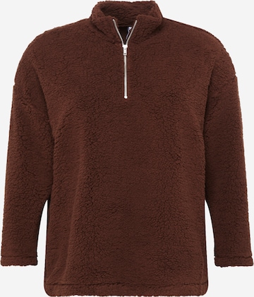 PIECES Curve Sweater 'FERNA' in Brown: front