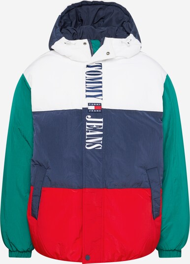 Tommy Jeans Ziemas jaka, krāsa - tumši zils / smaragda / sarkans / balts, Preces skats
