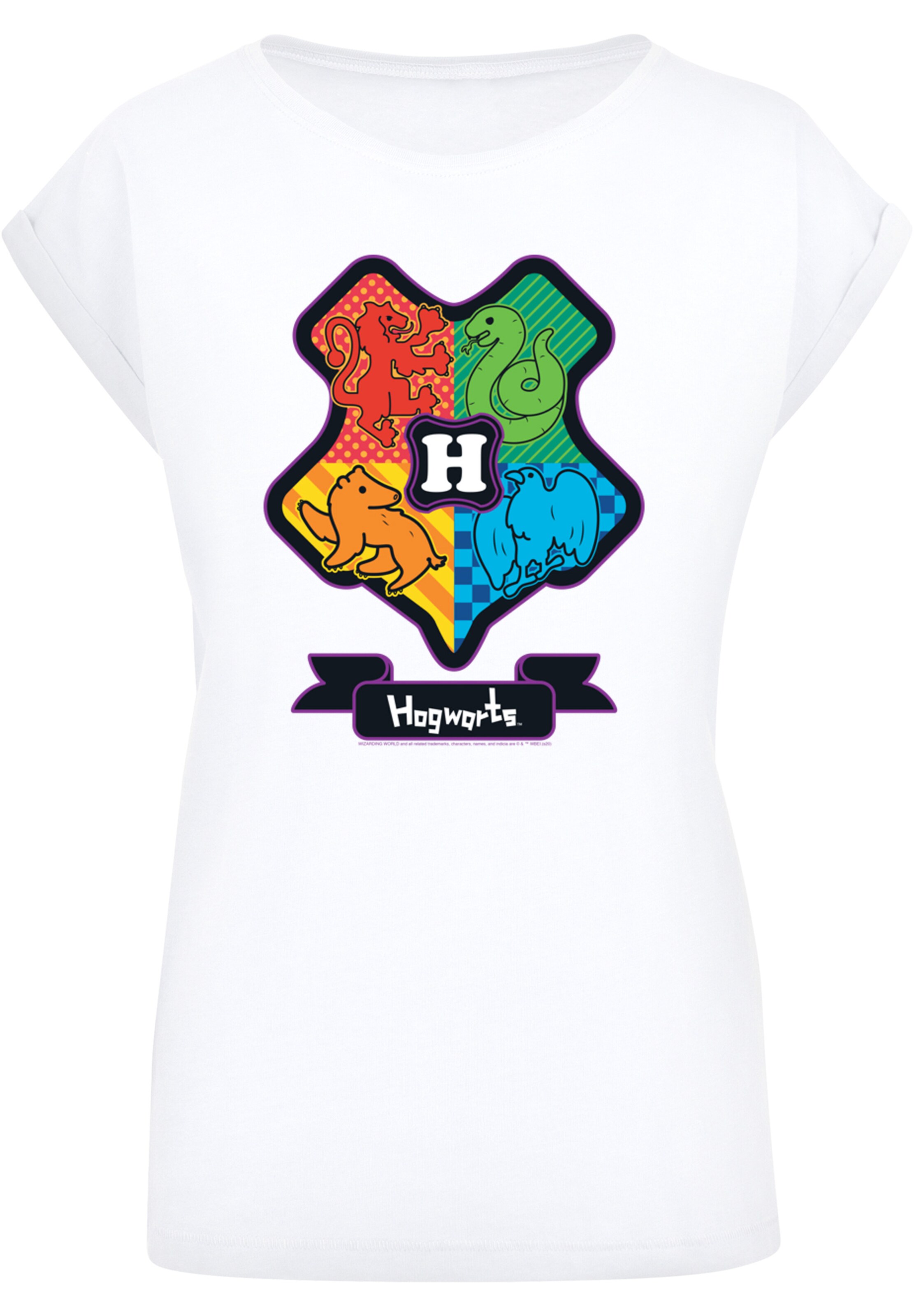 F4NT4STIC Shirt 'Harry Potter Hogwarts' in Wit: voorkant