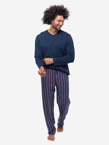 Ammann Pyjama lang 'Night & Home Cotton' in Blau