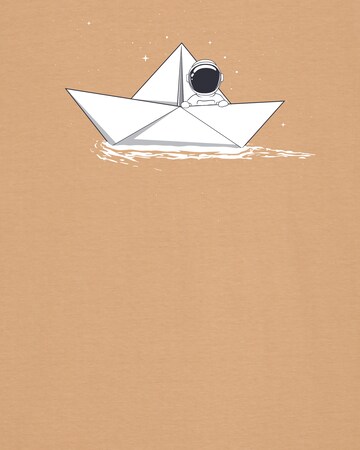 Watapparel T-Shirt 'Astronaut in paper boat' in Beige