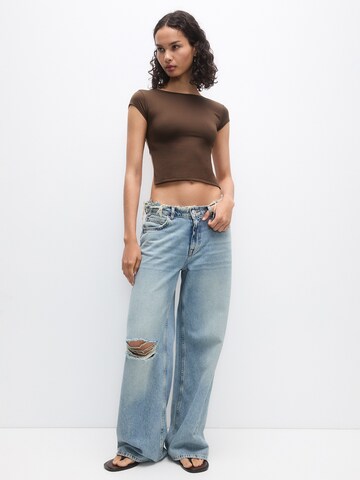Pull&Bear Тениска в кафяво