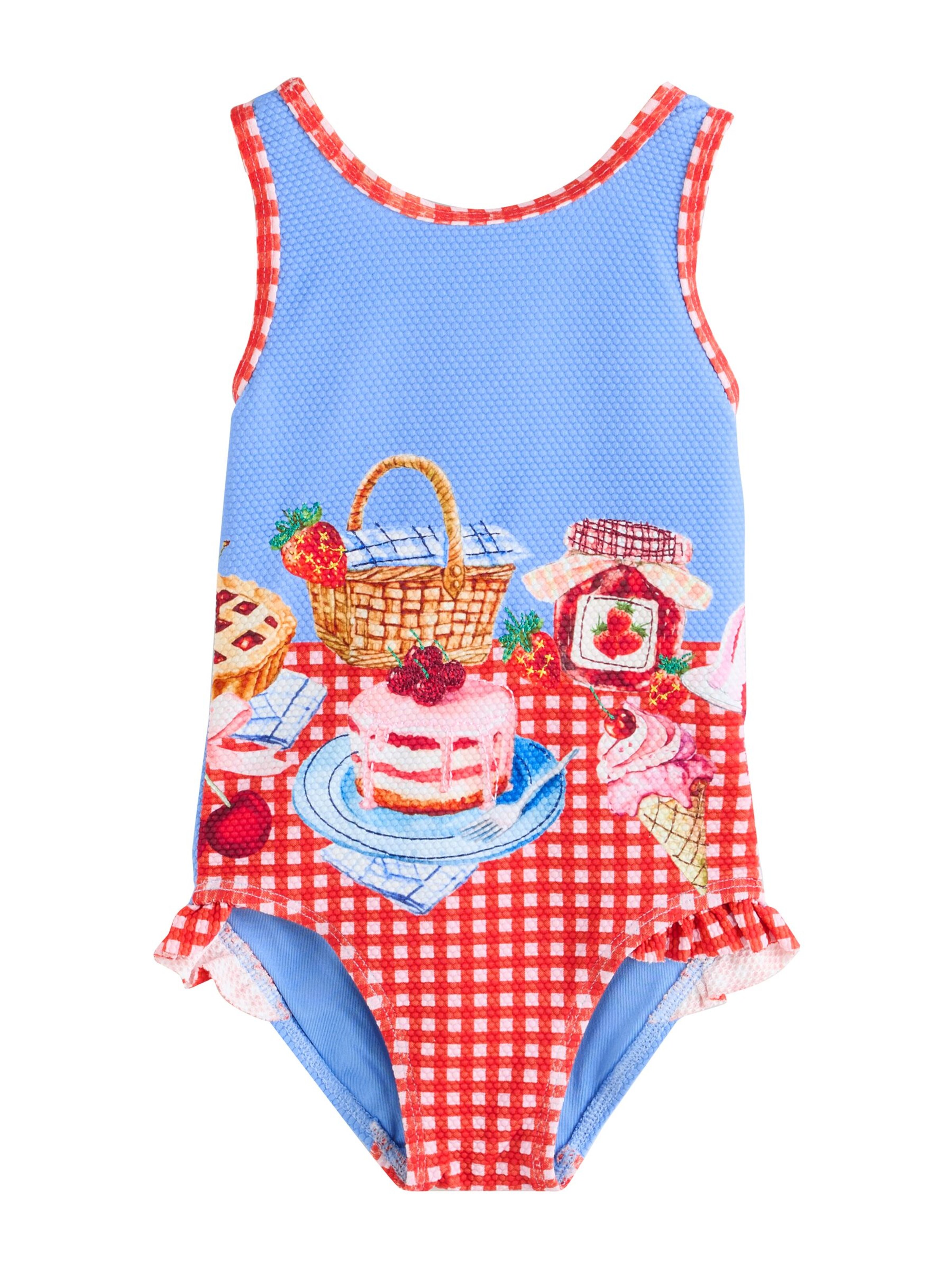 Next Badeanzug in blau / hellpink / rot / weiß, Produktansicht