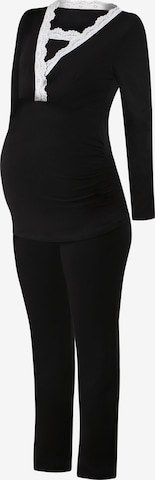 M.M.C. Pajama 'Spitze Umstandspyjama' in Black: front