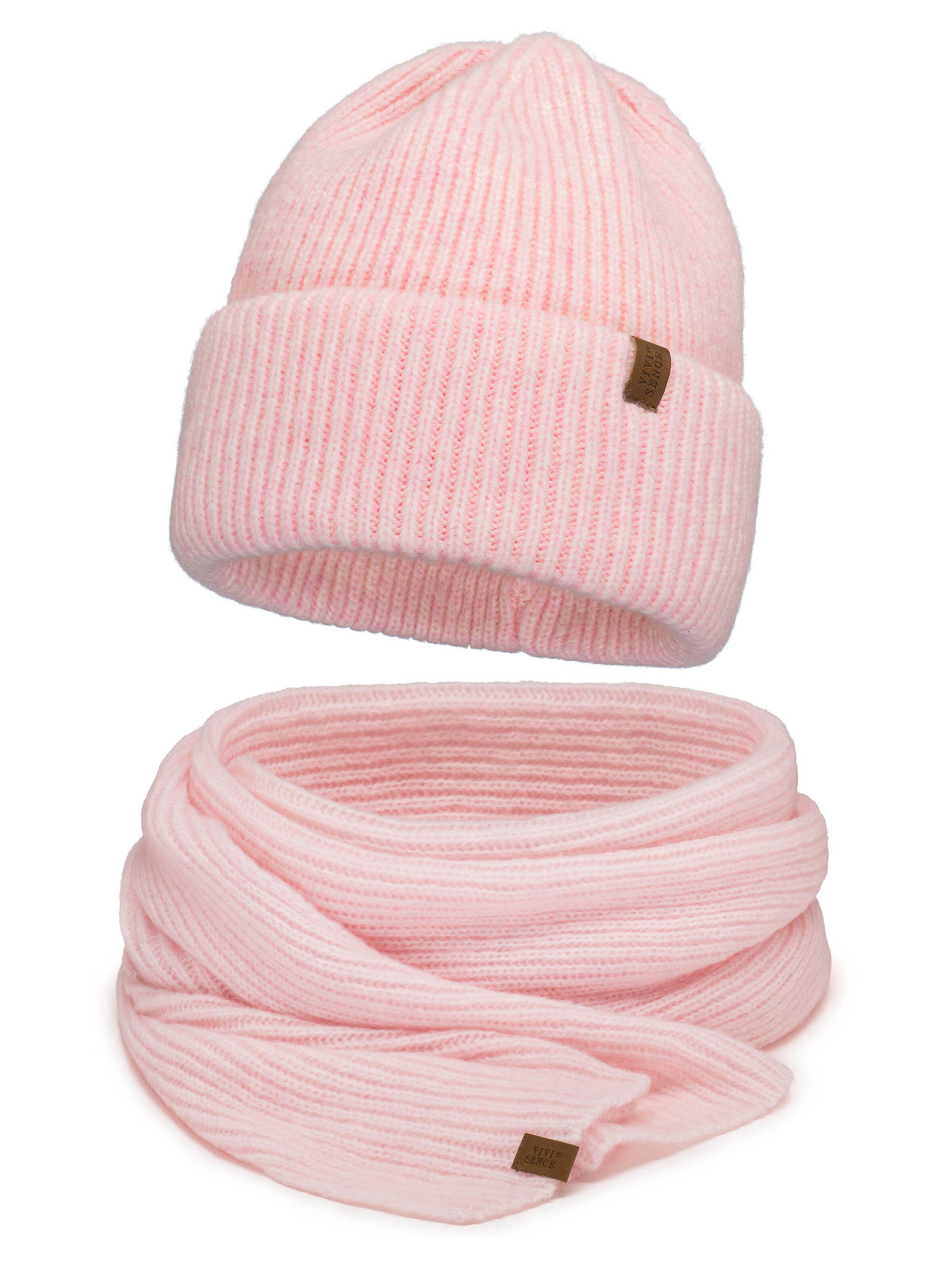 Vivisence Beanie '70113 Set' in Pink: front