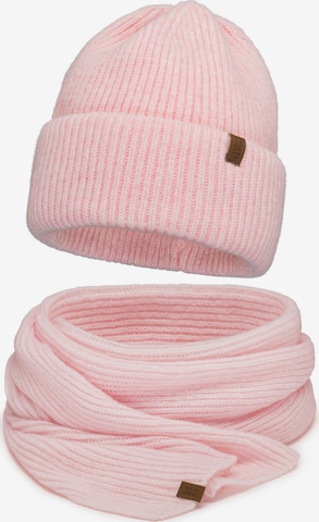Vivisence Beanie '70113 Set' in Pink: front