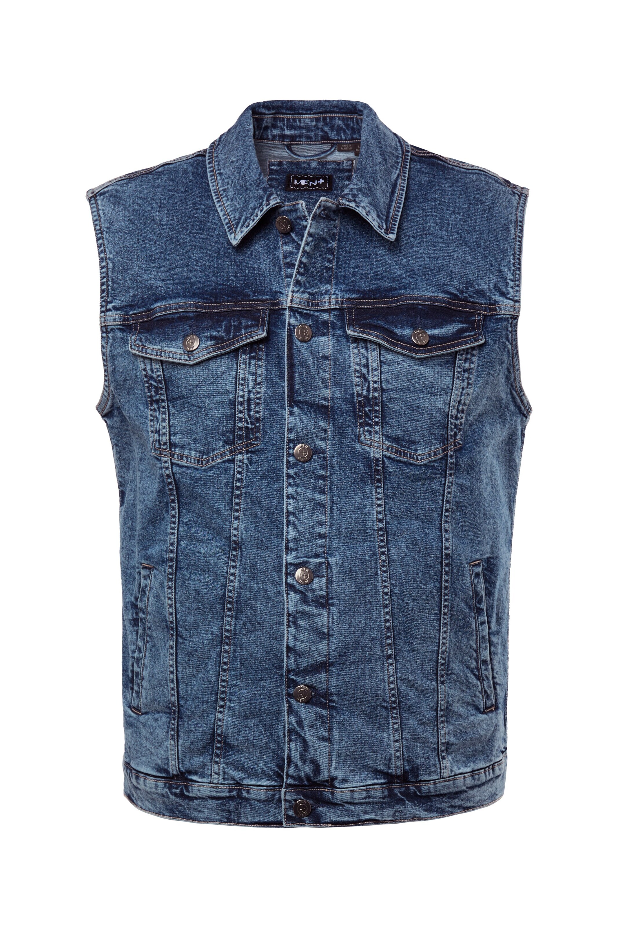 Men Plus Weste in Blau: Vorderseite