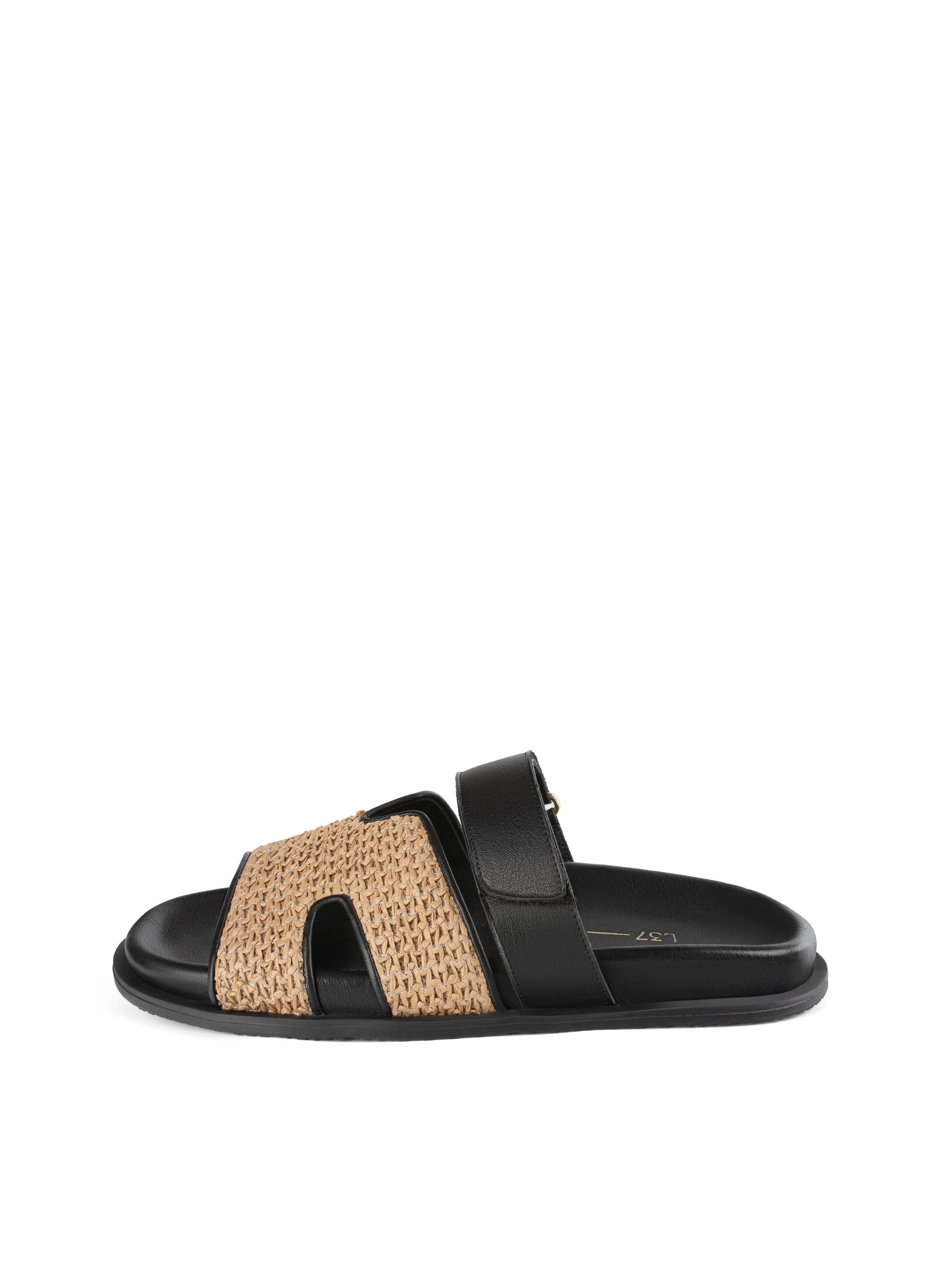 L37 HANDMADE SHOES - Zapatos abiertos 'NOT MY PROBLEM' en negro: frente