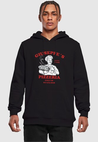 MT Men Sweatshirt 'Giuseppe's Pizzeria' in Zwart: voorkant