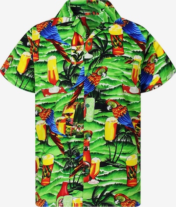 King Kameha Shirt 'Parrot Beer' in Grün: Vorderseite